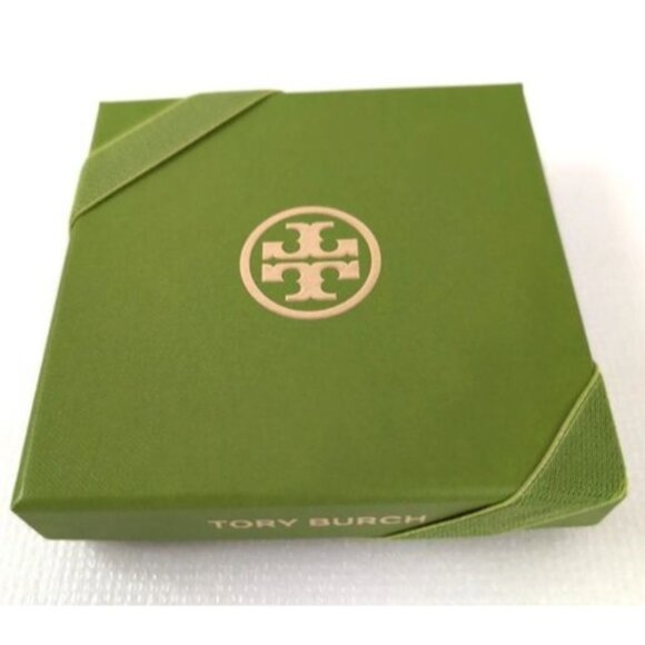 Tory Burch Gold Tone Logo Bracelet With Textured Band & Iconic Emblem - Picture 9 of 9